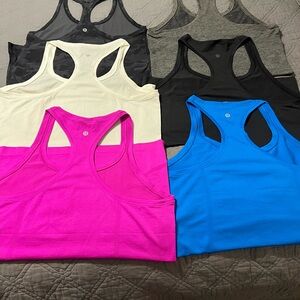 Size 10 lululemon athletica Racerback Tank Tops - Black, Gray, White, Pink, Blue
